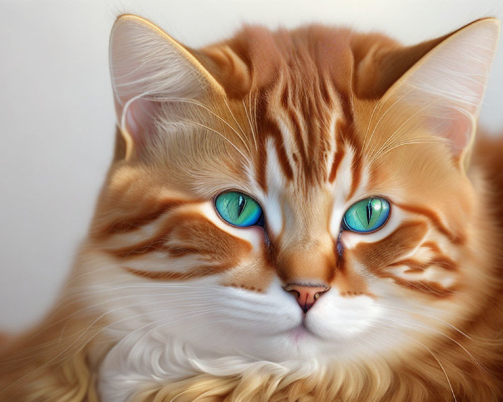 Orange Tabby Cat with Vibrant Blue Eyes and Fluffy Fur