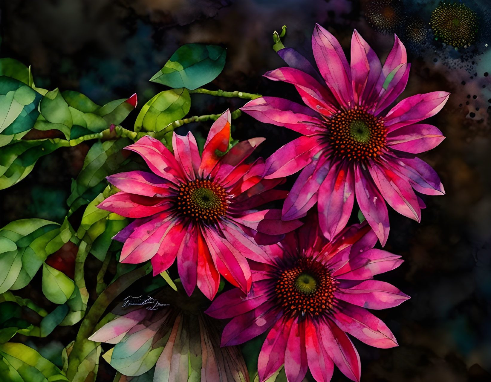 Vibrant Pink Echinacea Flowers on Textured Background