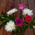 Colorful Digital Painting of Assorted Flowers on Brown Background