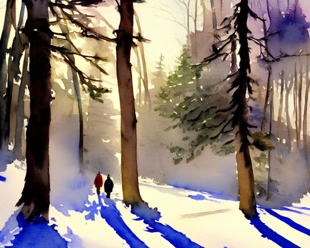 Winter Landscape with Figures on Snowy Path