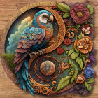 Colorful Parrot Illustration with Intricate Floral Designs