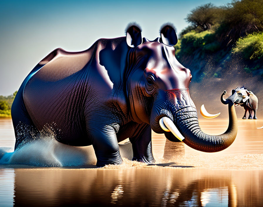 Hybrid Hippopotamus-Elephant Digital Artwork by River