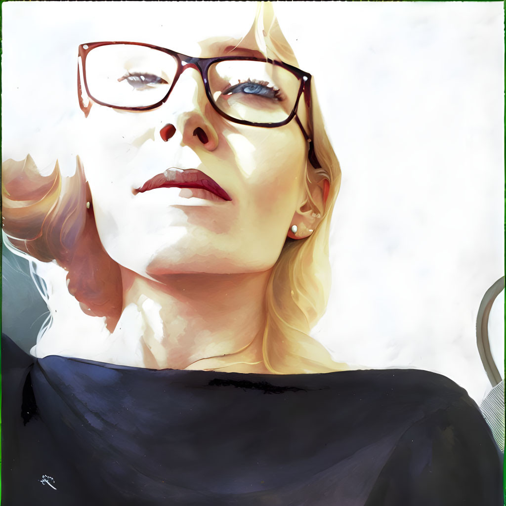 Colorful Stylized Portrait of Woman with Glasses