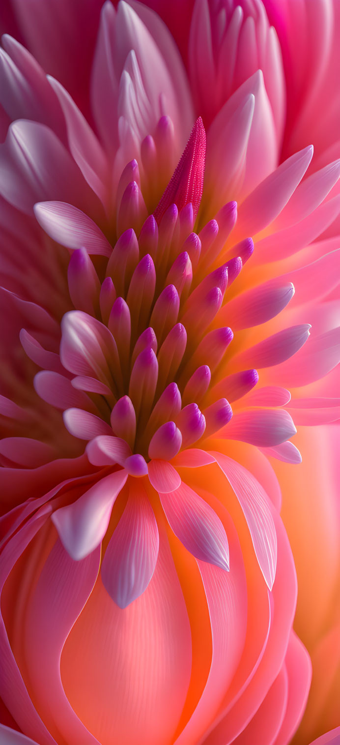 Detailed Pink Dahlia Flower with Layered Petals & Magenta Center