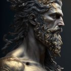 Detailed 3D illustration of a warrior with horned helmet, intricate armor, and majestic beard on