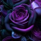 Purple Roses Digital Artwork with Dark Textured Background