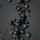 Abstract image with black and blue spheres on dark background