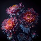 Colorful Digital Flower Bouquet with Pink to Purple Gradient on Dark Background