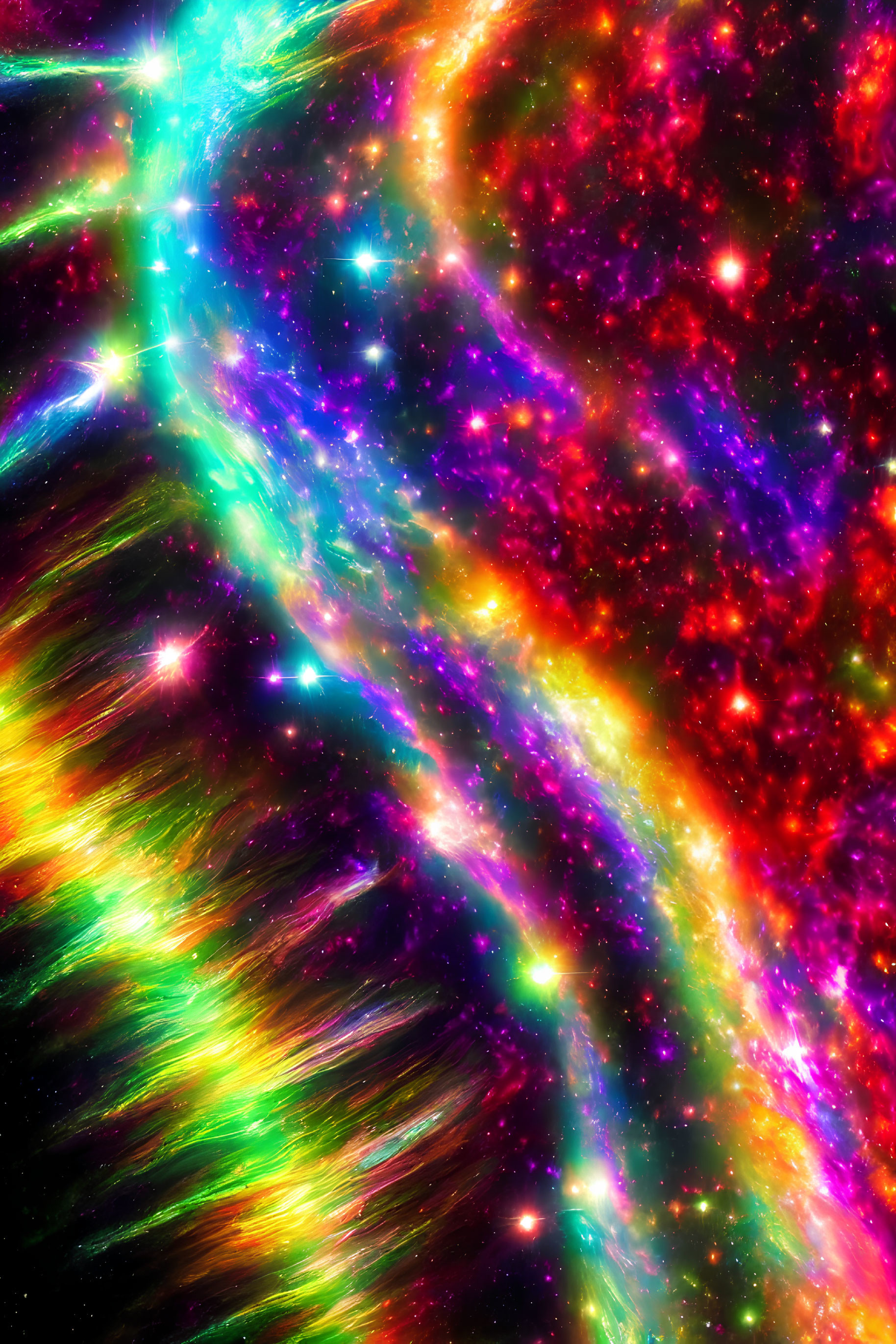 Colorful Swirl of Bright Colors in Cosmic Image