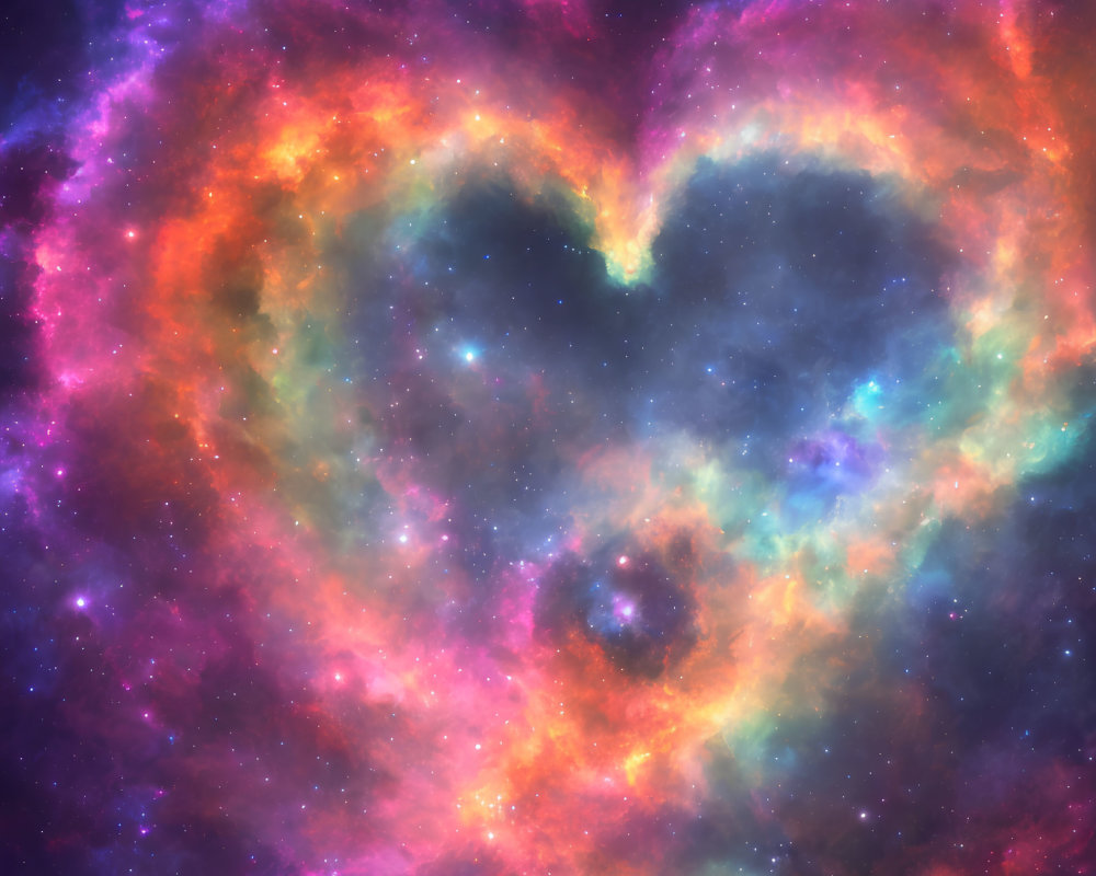 Colorful Heart Nebula in Cosmic Space with Pink, Purple, and Blue Hues