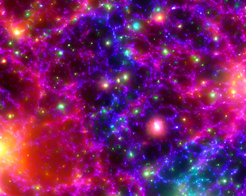 Colorful Cosmic Image with Stars and Nebula in Purple, Blue, and Pink