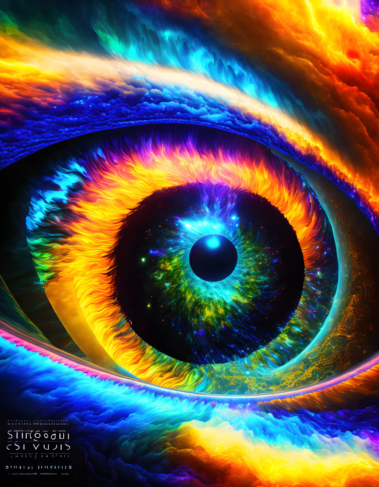 Detailed Cosmic Eye Artwork with Swirling Nebula Patterns