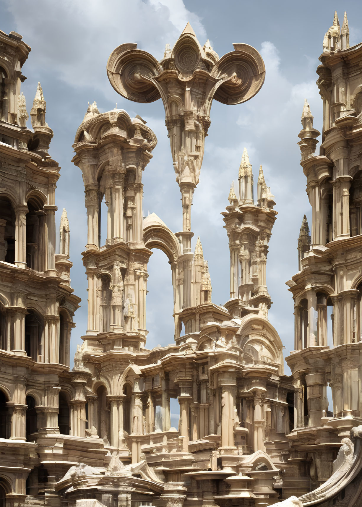 Digitally Altered Baroque Architecture in Surreal Setting