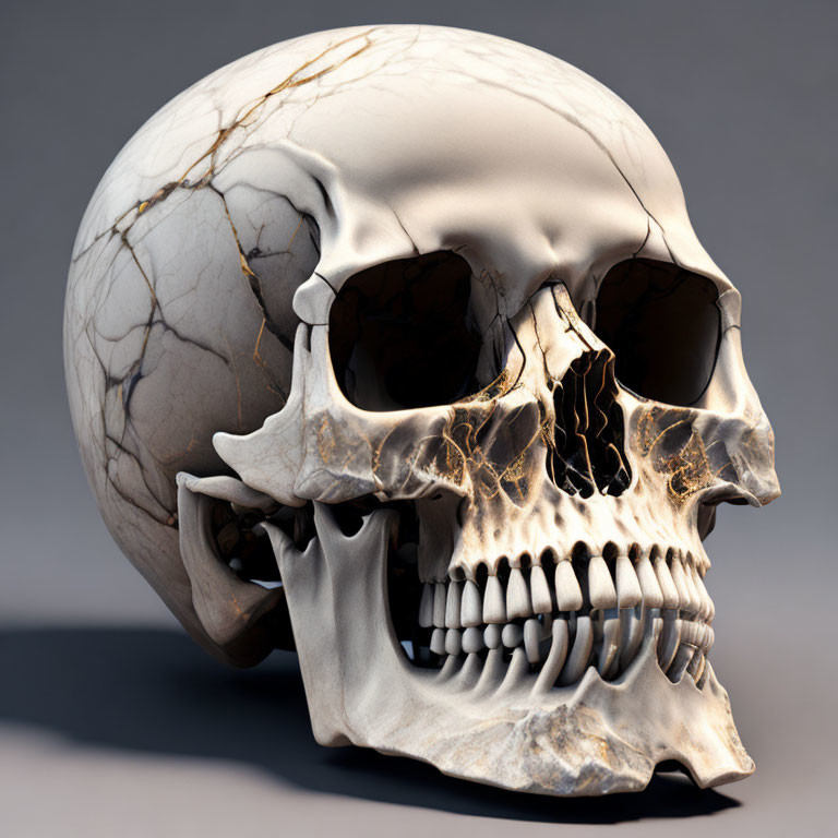 Realistic 3D Human Skull Model with Cracks and Fissures