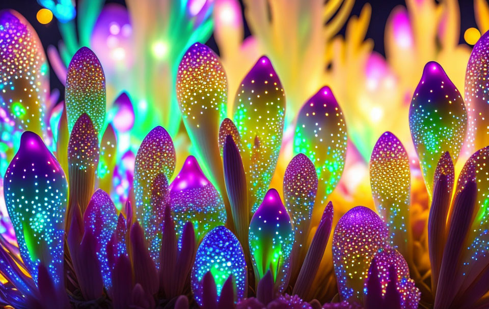 Colorful Glowing Bulbs Resemble Luminous Abstract Plants