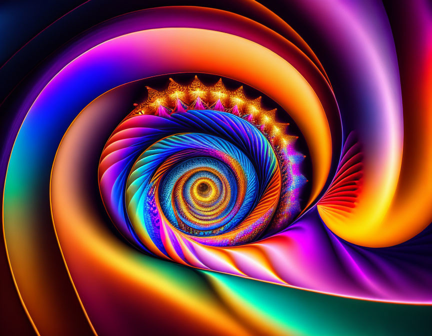 Colorful swirling fractal art with infinite spiral patterns