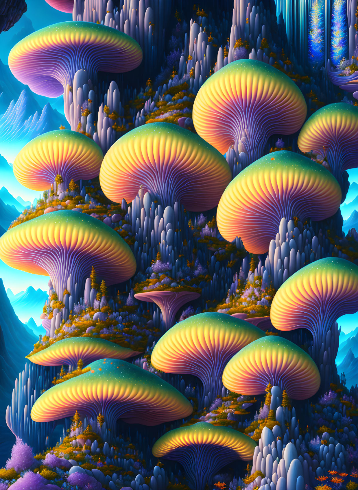 Colorful Mushroom Landscape in Digital Art