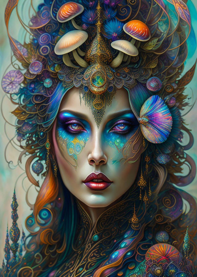 Colorful Oceanic Fantasy Portrait of Woman