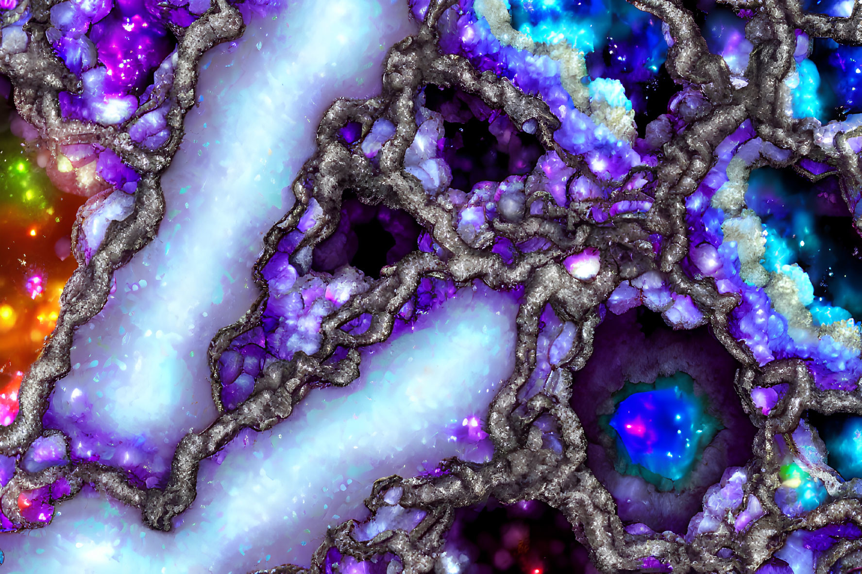 Vivid Purple and Blue Fractal Pattern Resembling Cosmic Clouds