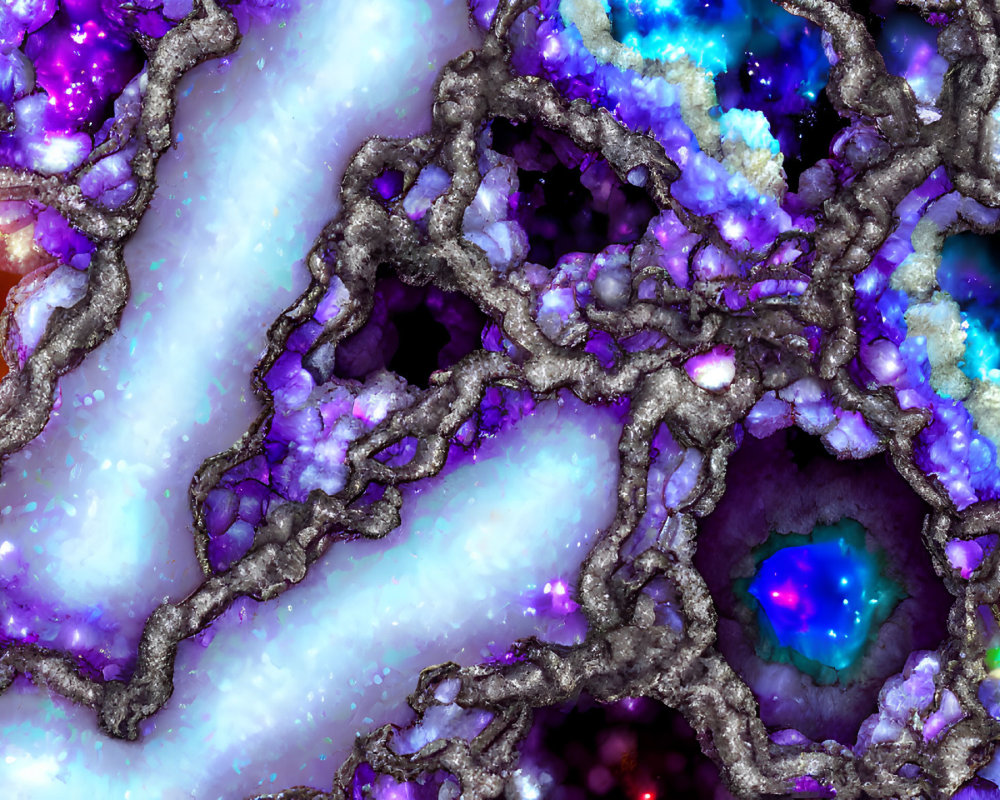 Vivid Purple and Blue Fractal Pattern Resembling Cosmic Clouds