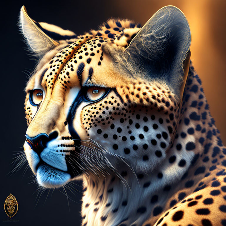 Detailed close-up of cheetah with striking blue eyes and fur patterns