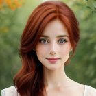 Fiery Red-Haired Woman in Vintage Dress Portrait