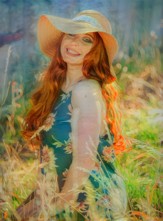 Woman sitting in a field