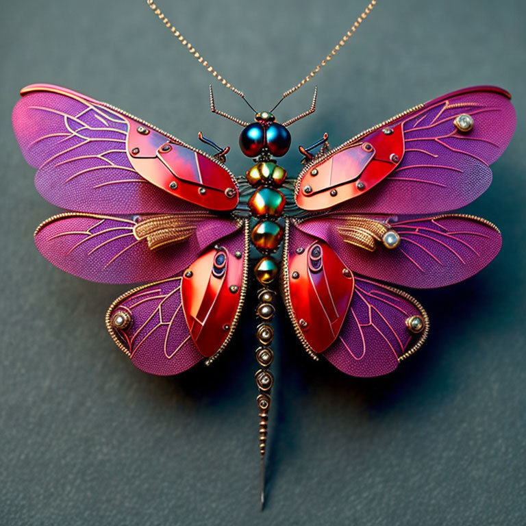 Stylized Butterfly Jewelry with Purple and Red Wings