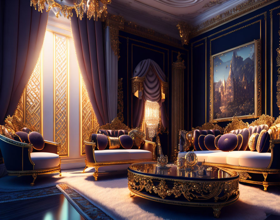 Elegant Vintage Styled Room with Luxurious Furniture and Ornate Decor