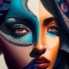 Colorful and intricate artwork of a woman's face with bold patterns and stylized eyes