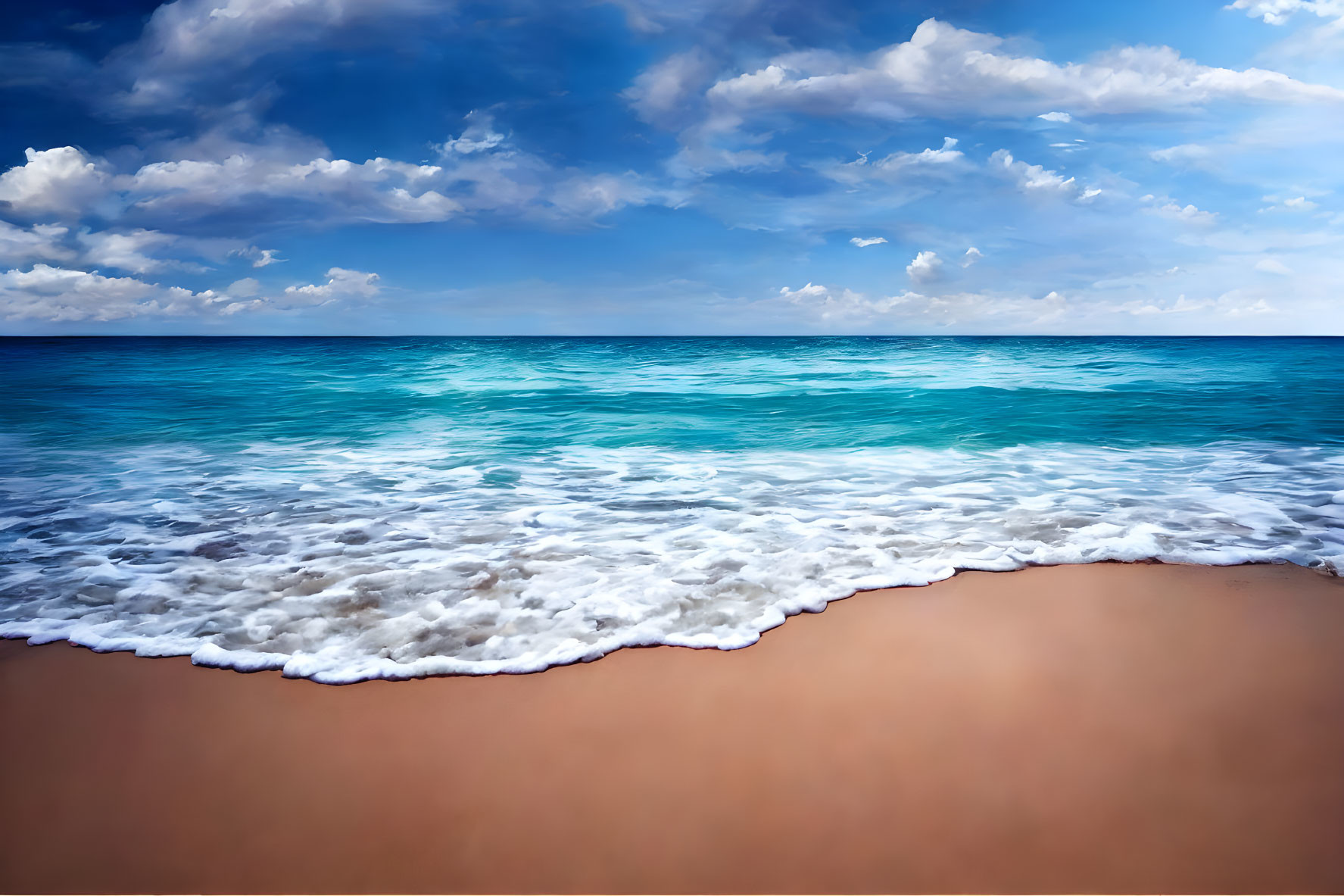 Tranquil Beach Scene with Turquoise Water and Sky