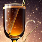 Close-Up of Sparkling Beverage in Elegant Glass on Starry Background