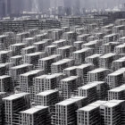 Uniform High-Rise Residential Buildings Under Overcast Sky