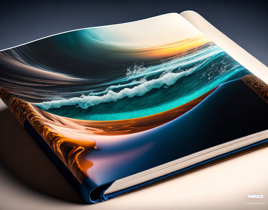 Vivid Ocean Wave Spilling Out of Open Book