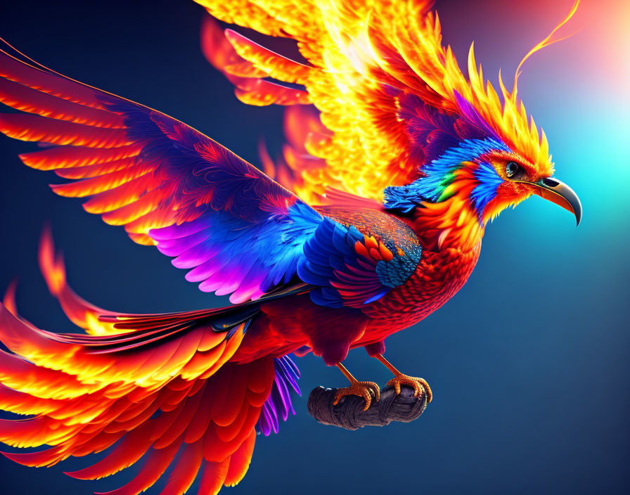 Mythical Phoenix Digital Illustration with Fiery Wings