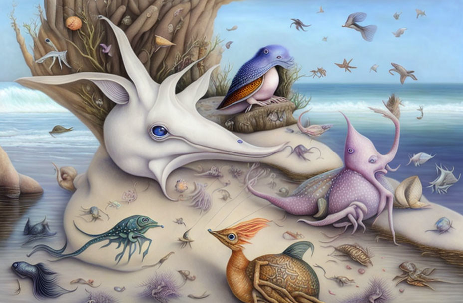 Surreal illustration of anthropomorphic marine animals