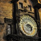 Steampunk towers with clocks and gears on a starry night sky