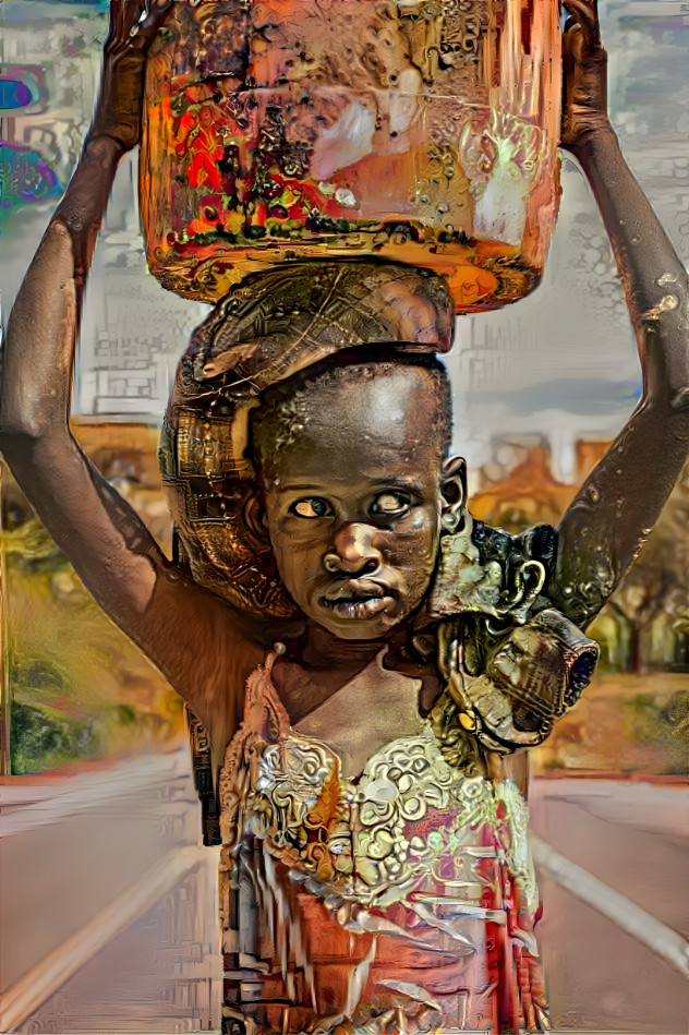 Village Girl with Bowl on Head