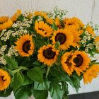 Colorful Watercolor Painting of Yellow Flower Bouquet