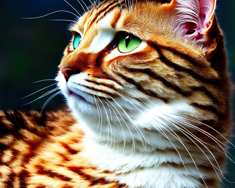 Orange Tabby Cat with Green Eyes and Stripe Patterns