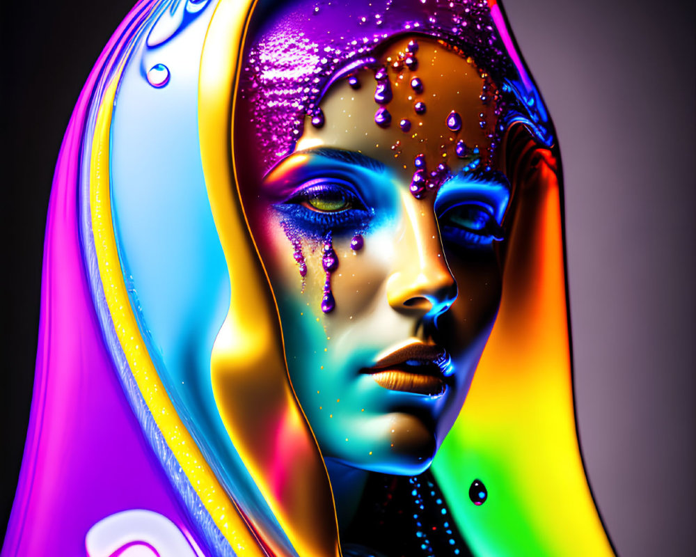 Colorful Stylized Human-Like Face Art with Liquid Texture