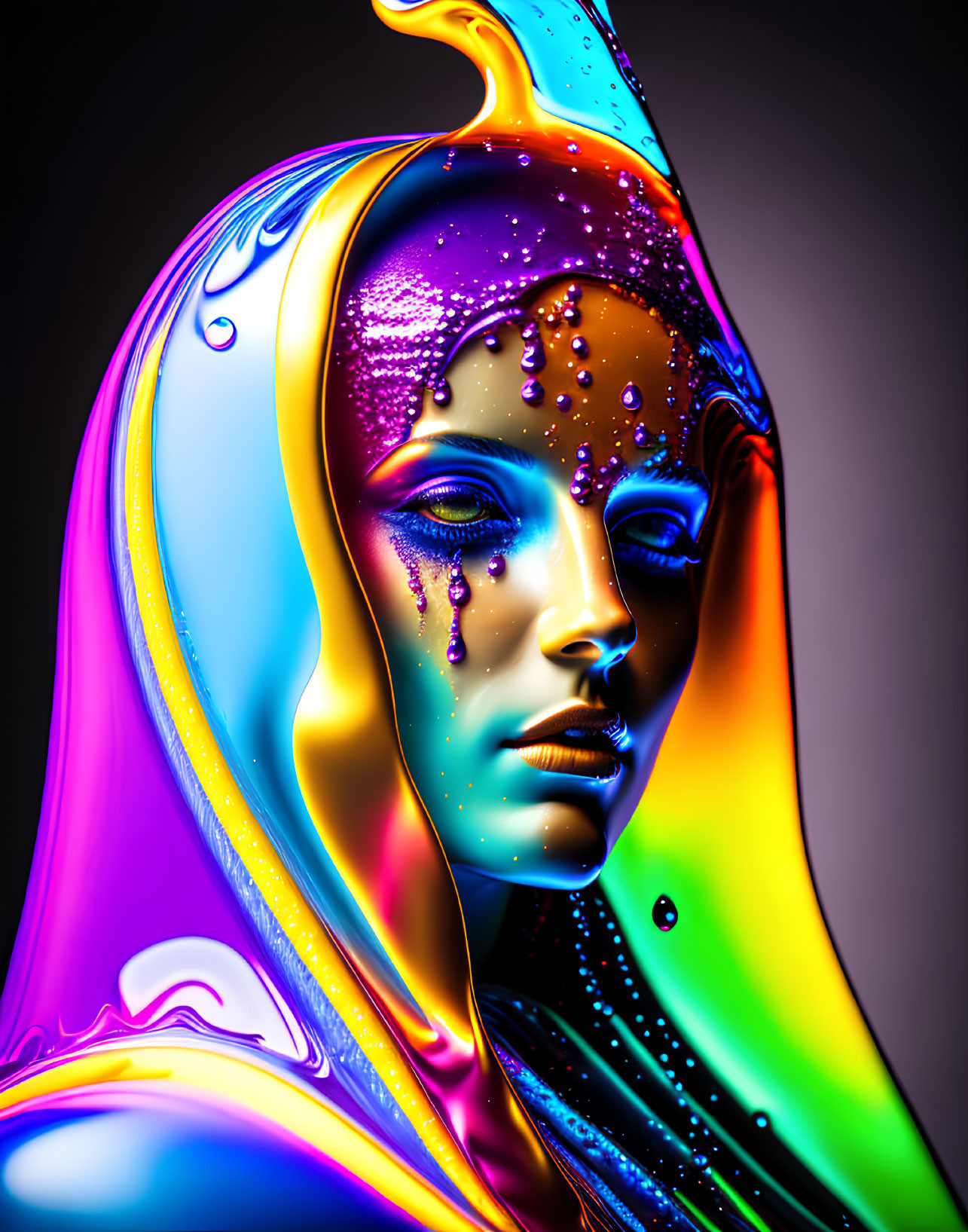 Colorful Stylized Human-Like Face Art with Liquid Texture