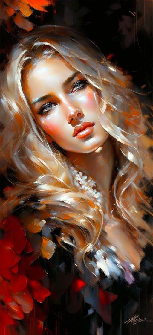 Blonde Woman Portrait with Realism and Impressionistic Color Strokes