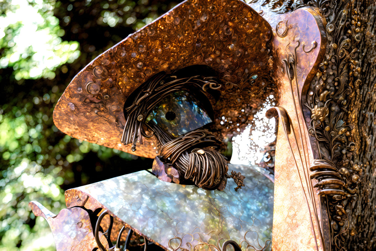 Detailed Bronze Sculpture Resembling Hat and Dress