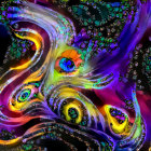 Colorful Abstract Fractal Image with Swirling Cosmic Patterns