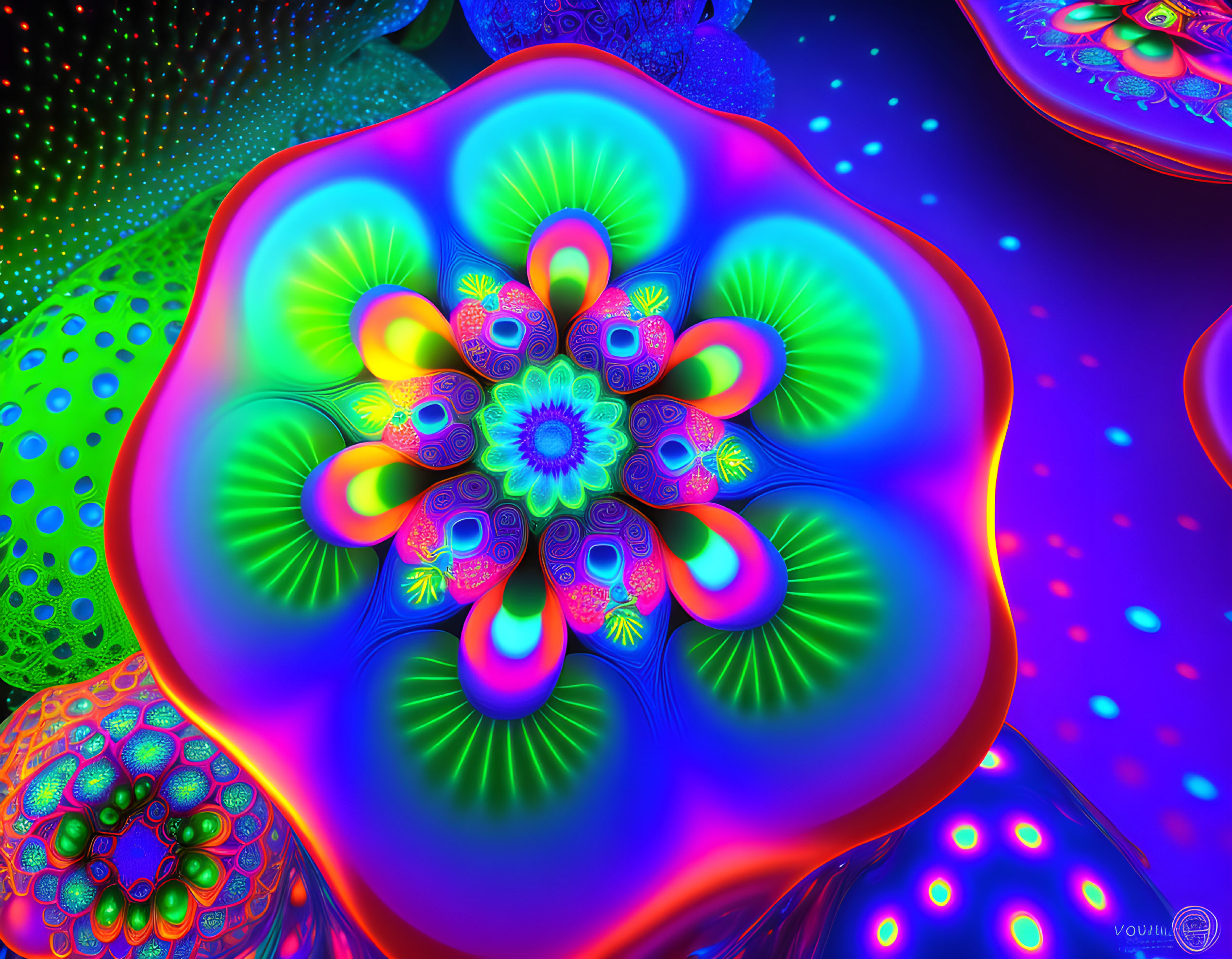 Colorful Neon Fractal Image with Psychedelic Patterns