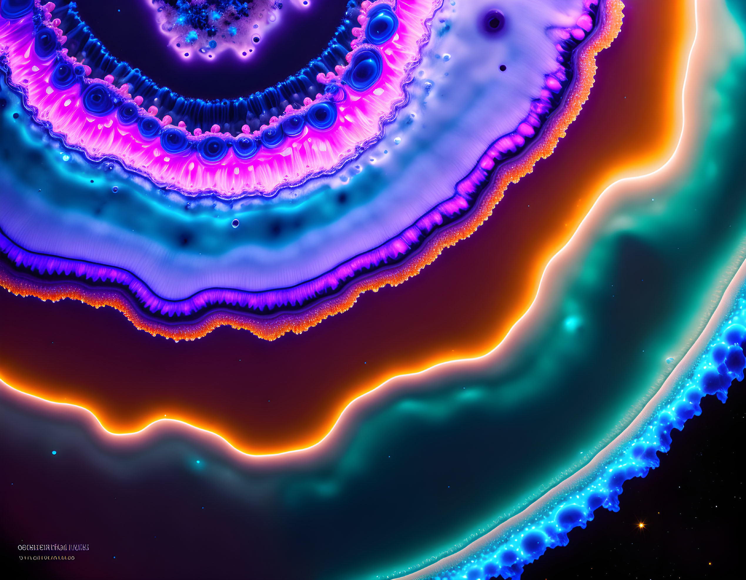 Colorful Fractal Patterns in Blues and Purples on Dark Background