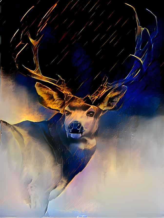 Deer in the dark blue 