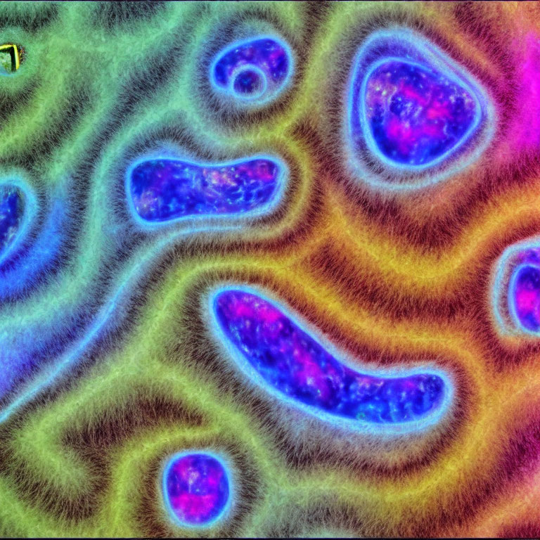 Colorful Swirls and Blobs in Psychedelic Thermal Imaging Style