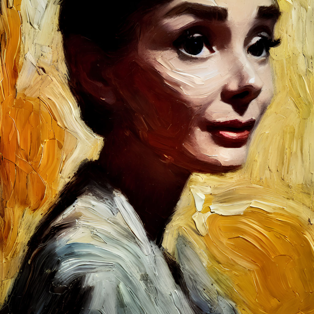 Elegant Woman in Oil Painting with Warm Hues